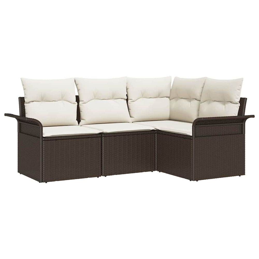 Ensemble de canapé de jardin 4 pc marron polyrotin