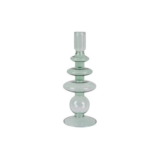 Bougeoir verre art anneaux l vert