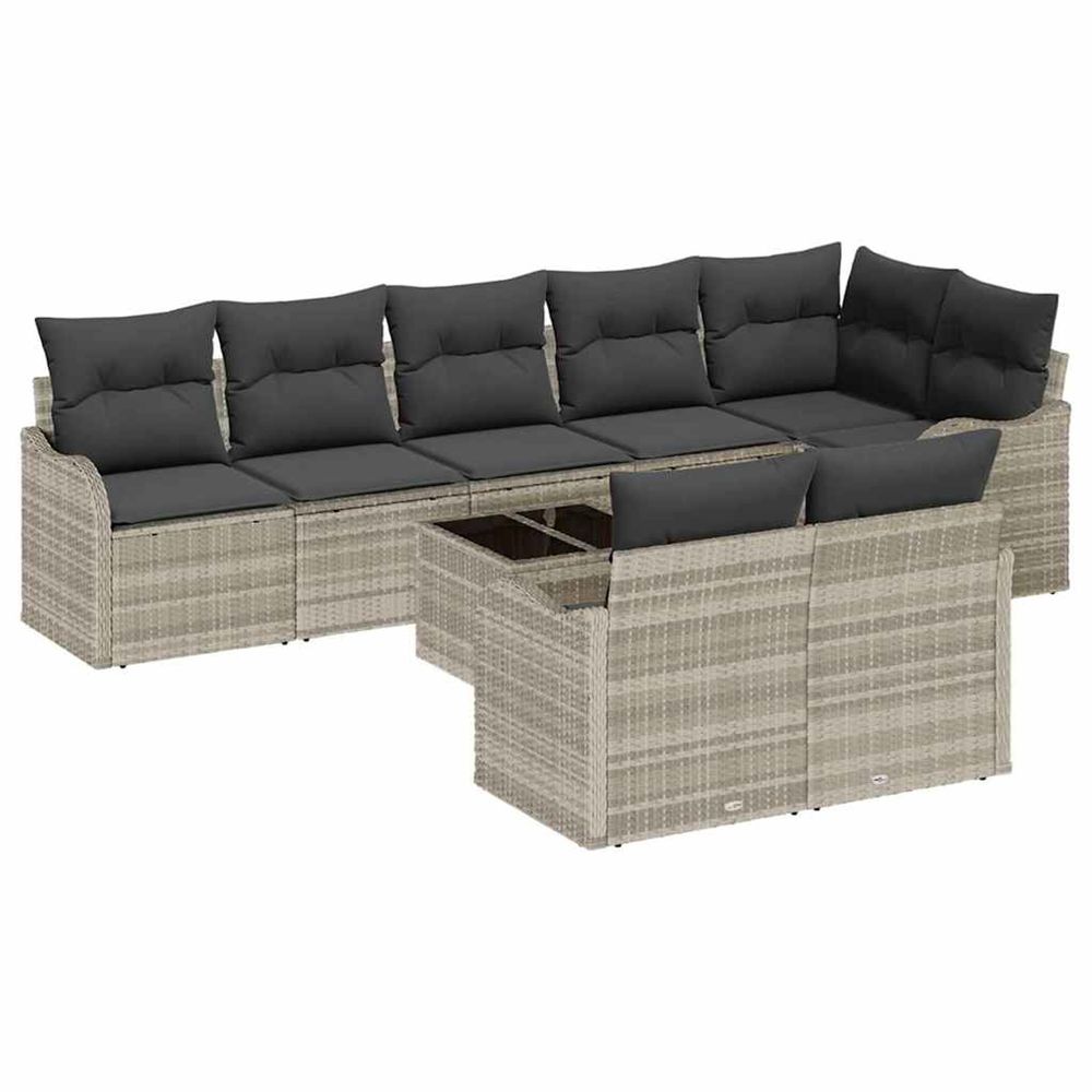 Ensemble de canapé de jardin 9 pc gris clair polyrotin