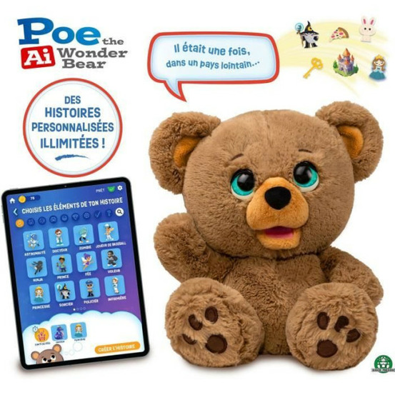 Peluche interactive - giochi preziosi - ours créateur d'histoires poe - a partir de 4 ans - lay00