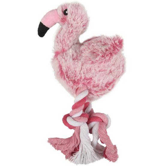 Flamant rose andes avec corde 20 cm jouet pour chien