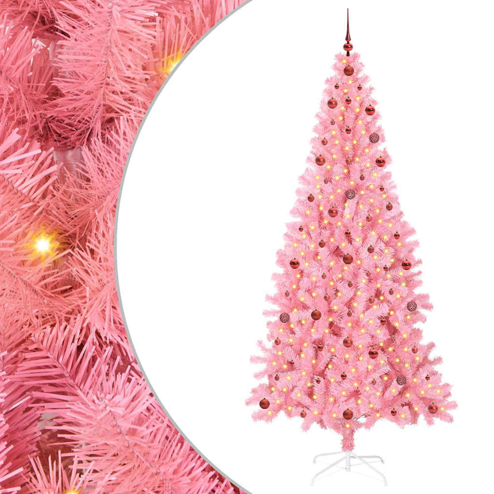 Sapin de noël avec 300 led avec support rose 240 cm pvc