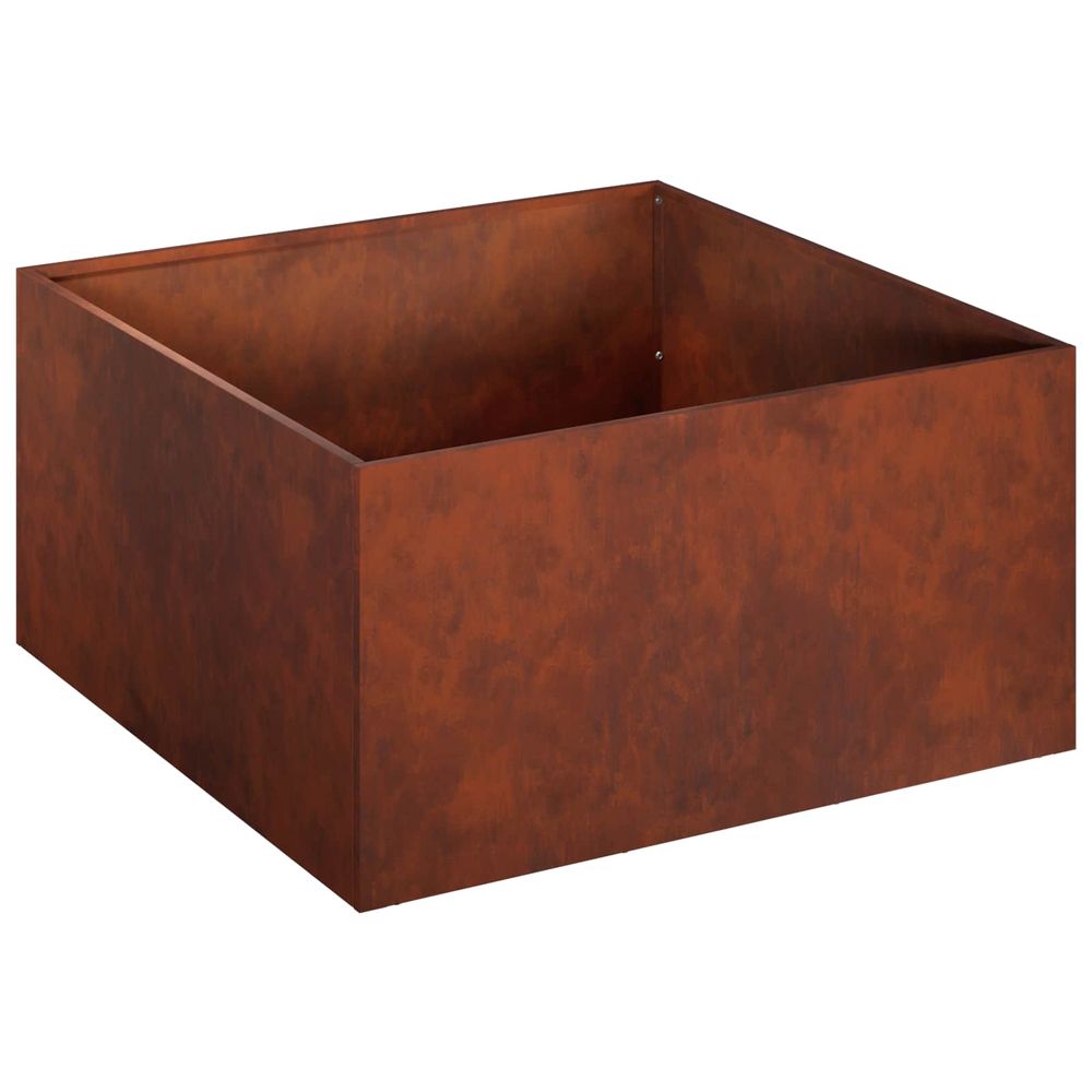Cache-pot de jardin rouillé 40 x 40 x 30 cm acier patiné