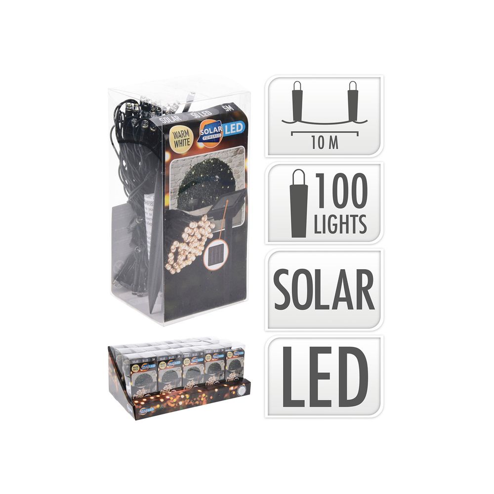 Guirlande led, blanc chaud, ip44, 50 leds, solaire, 5m. Basics
