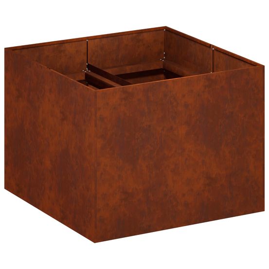 Cache-pot de jardin rouillé 80 x 80 x 60 cm acier patiné