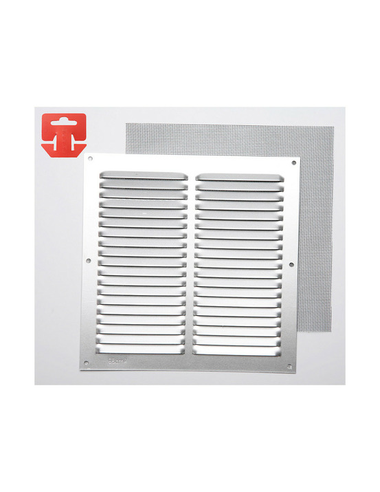 Grille avec toile moustiquaire aluminium 0.6 couleur natural 200x200mm (g)
