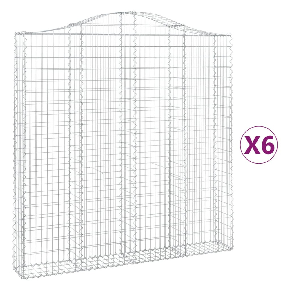 Paniers à gabions arqués 6 pcs 200x30x200/220 cm fer galvanisé