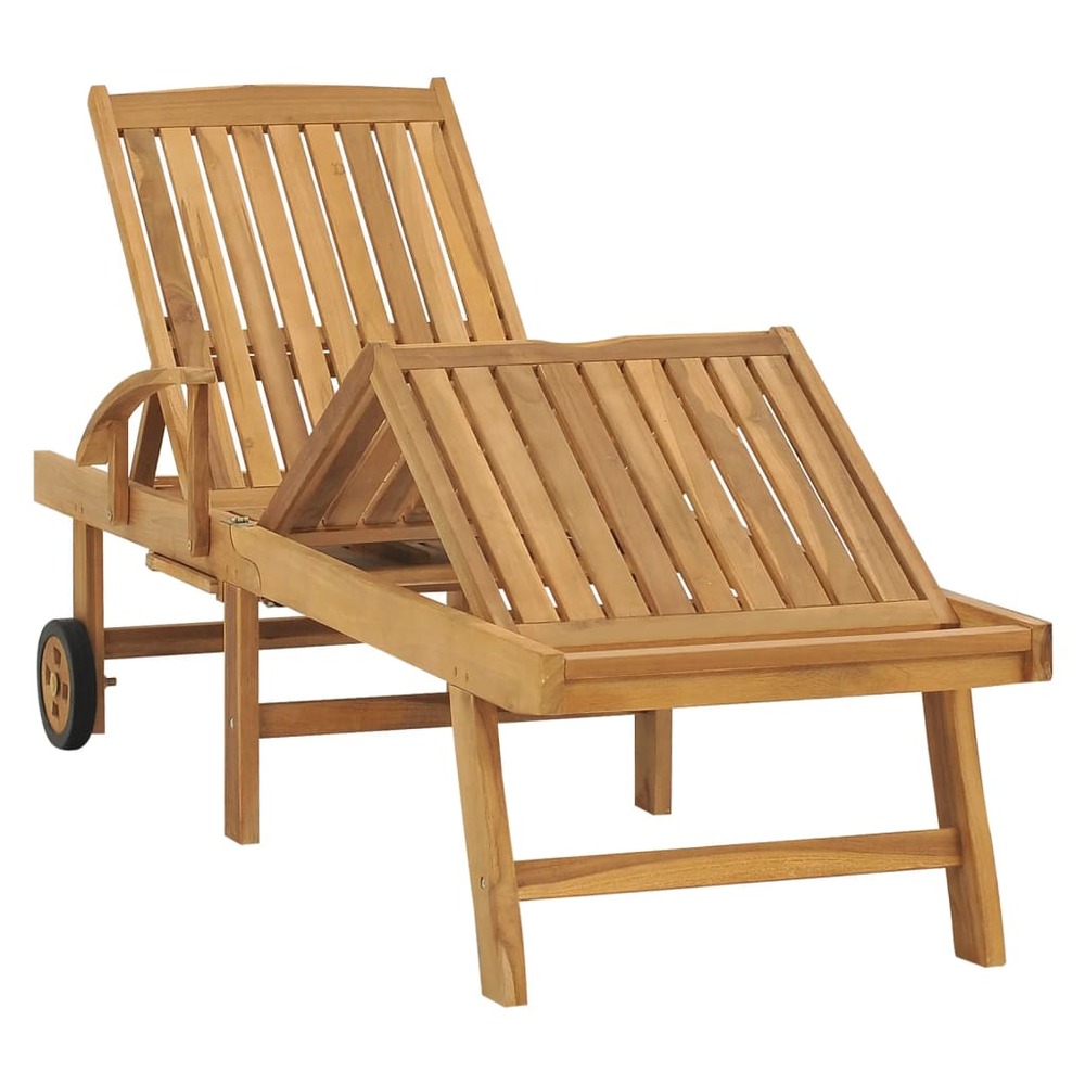 Chaise longue avec table bois de teck solide