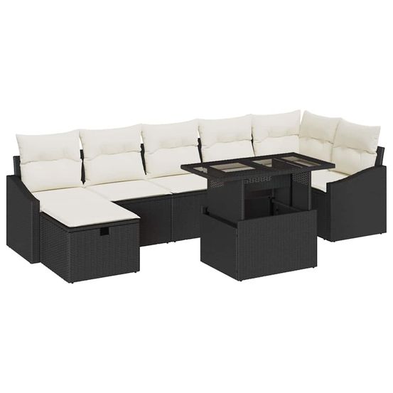 Ensemble de canapé de jardin 8 pc noir polyrotin