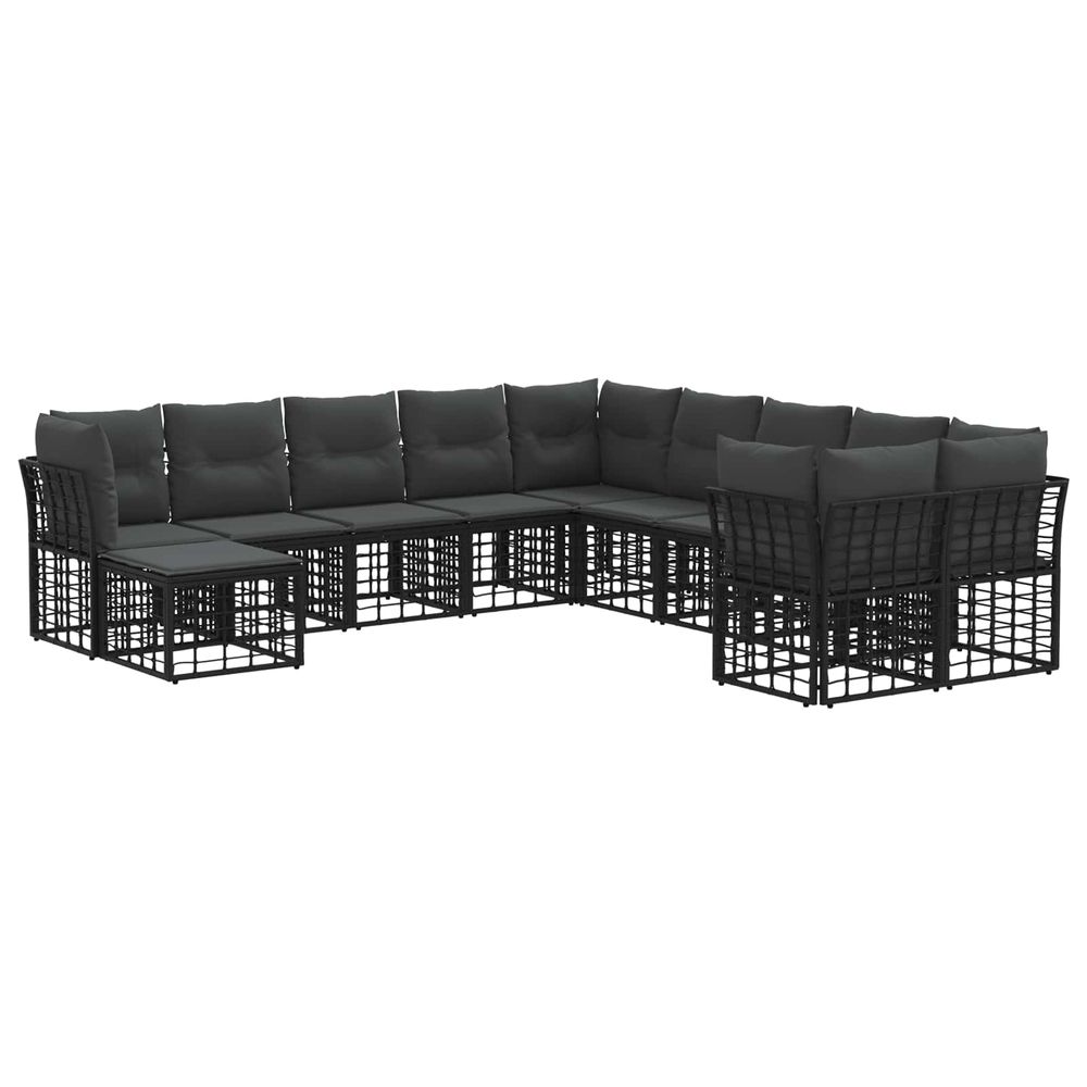 Ensemble de canapés d'extérieur 11 pc noir et gris foncé