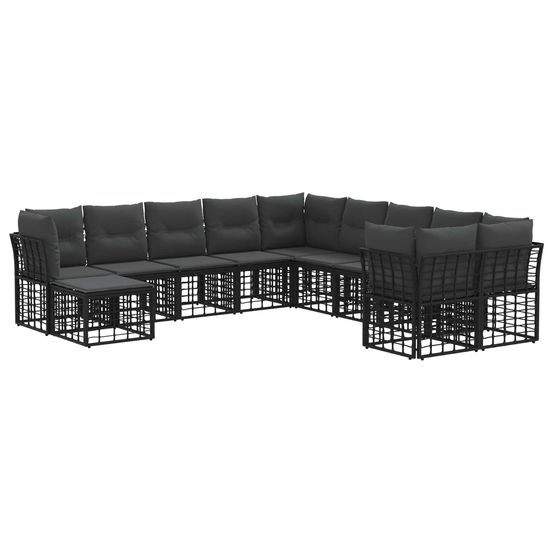 Ensemble de canapés d'extérieur 11 pc noir et gris foncé