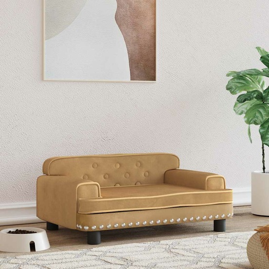 Lit pour chien marron 70x45x30 cm velours