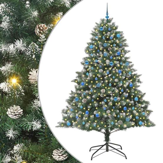 Sapin de noël traditionnel 240 cm, 2180 branches, décorations et lumières led incluses
