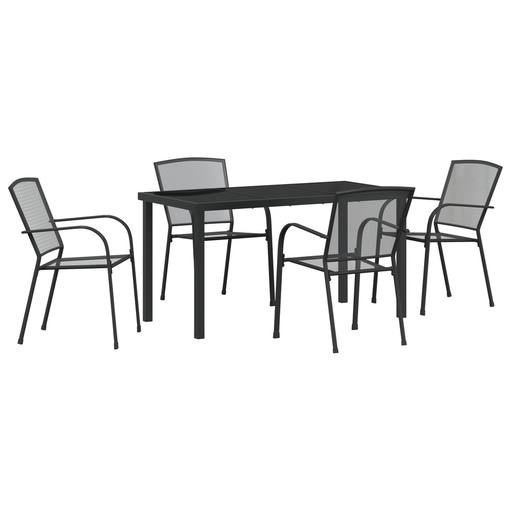 Set de repas de jardin 5 pièces anthracite acier
