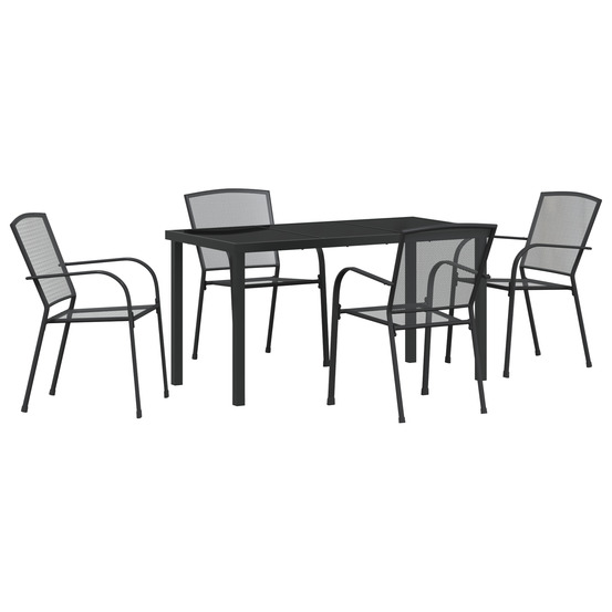 Set de repas de jardin 5 pièces anthracite acier