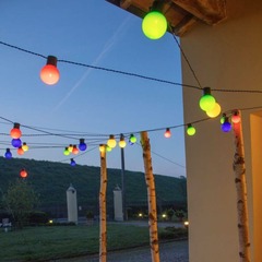 Guirlande lumineuse guinguette multicolore 10m 20 globes led pas cher lotti