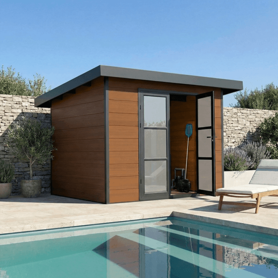 Abri de jardin composite alma - 7m2 - brun - cabane de jardin