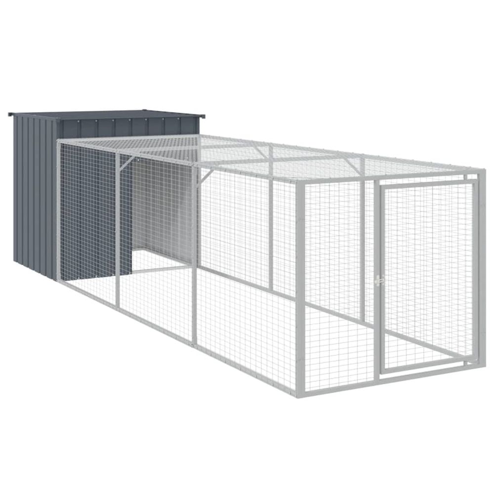 Poulailler avec cour anthracite 110x405x110 cm acier galvanisé