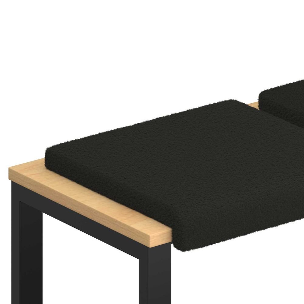 Coussin de banc 4 pc tissu sherpa noir profondeur 35 cm