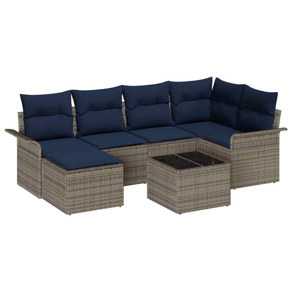Ensemble de canapé de jardin 7 pc gris polyrotin