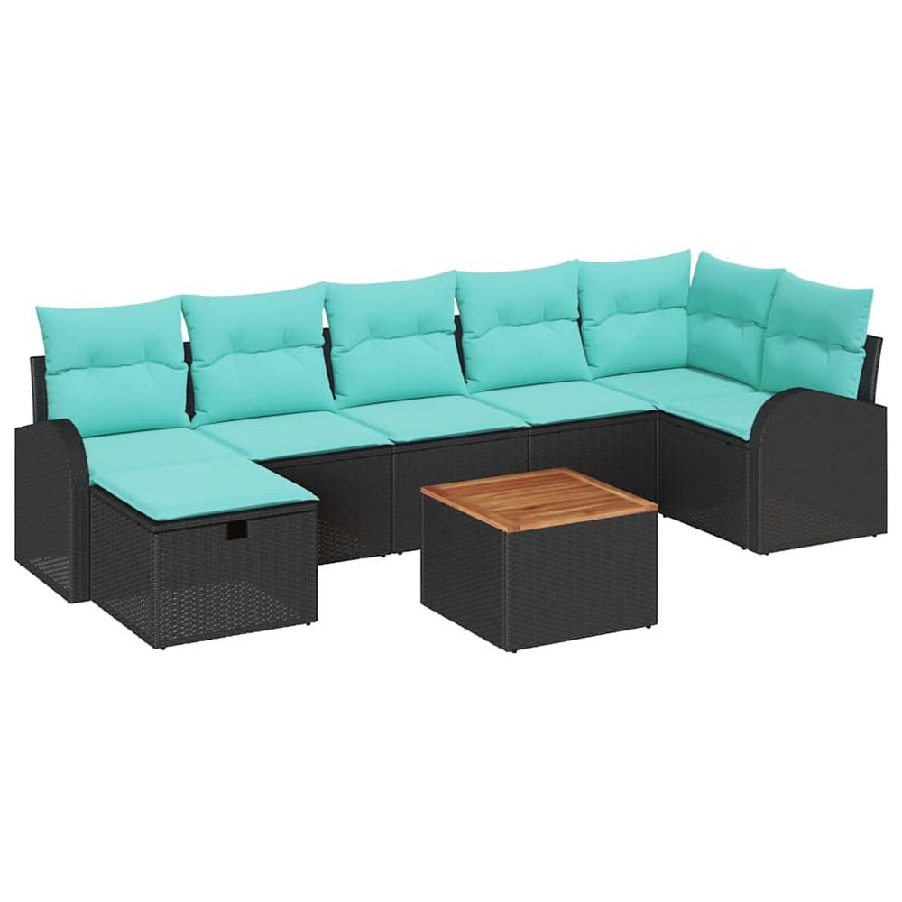 Ensemble de canapé de jardin 8 pc noir poly rotin