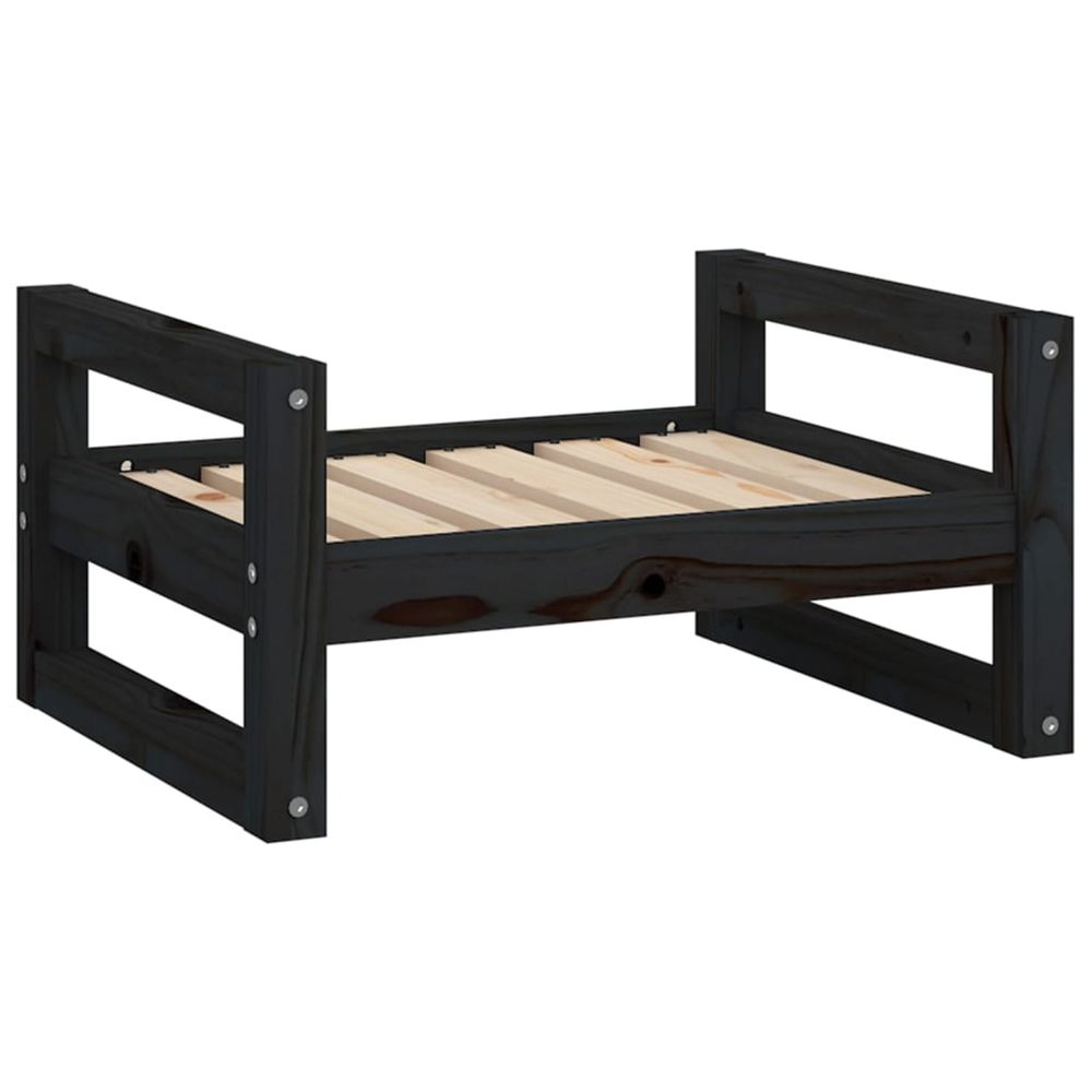 Lit pour chien noir 55,5x45,5x28 cm bois de pin solide