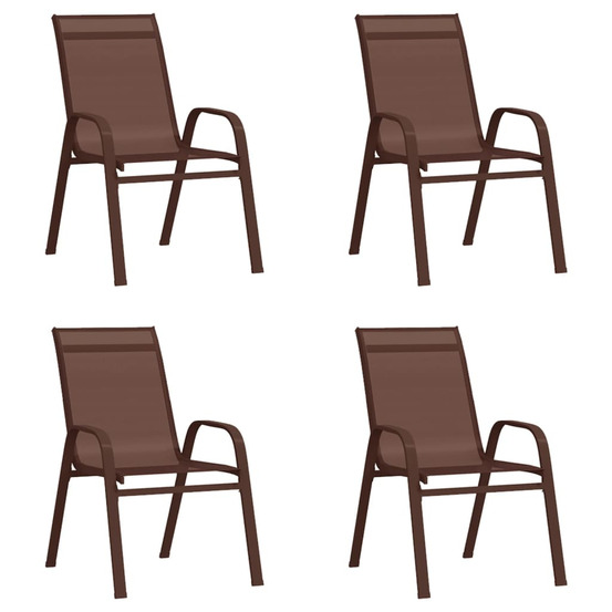 Chaises empilables de jardin lot de 4 marron tissu textilène
