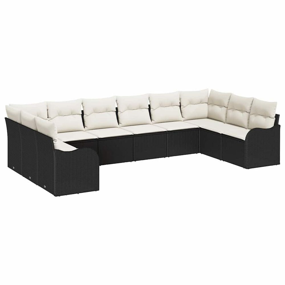 Ensemble de canapé de jardin noir 344 x 177,5 x 85 cm polyrotin