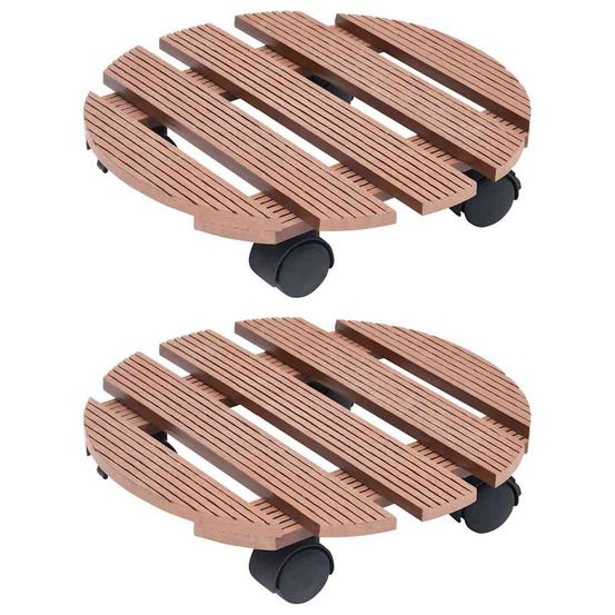 Chariots à plantes 2 pcs marron ø30x7,5 cm wpc
