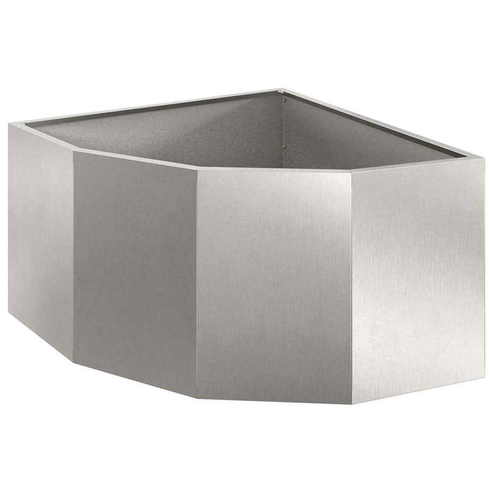 Jardinière d'extérieur d'angle argent 60 x 60 x 35 cm acier inoxydable
