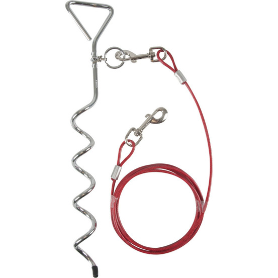 Piquet pilka 46cm avec 1 câble d'attache de 3 m pour chien max 15 kg