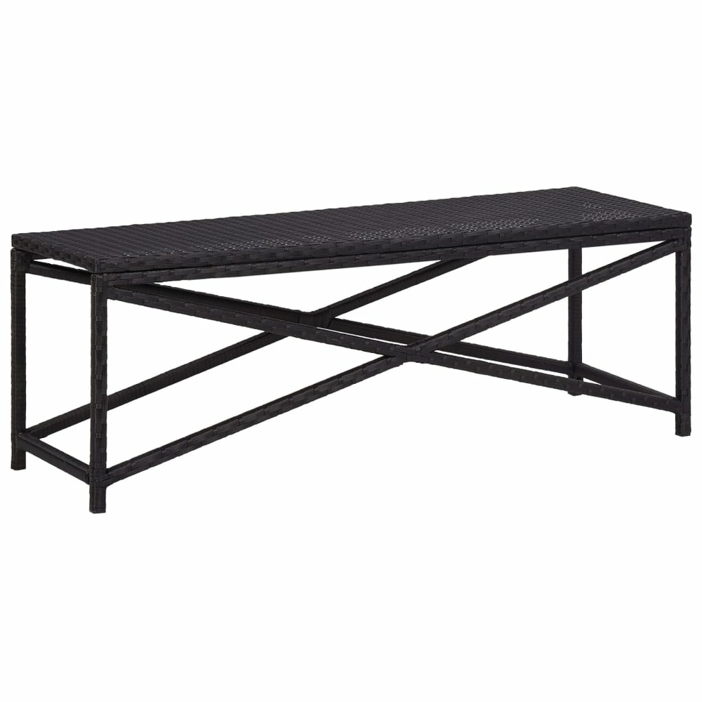 Banc de jardin meuble de patio d'extérieur terrasse 120 x 40 x 43 cm résine tressée noir