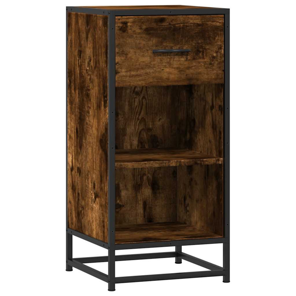 Buffet chêne fumé 35,5x35x76 cm bois d'ingénierie et métal