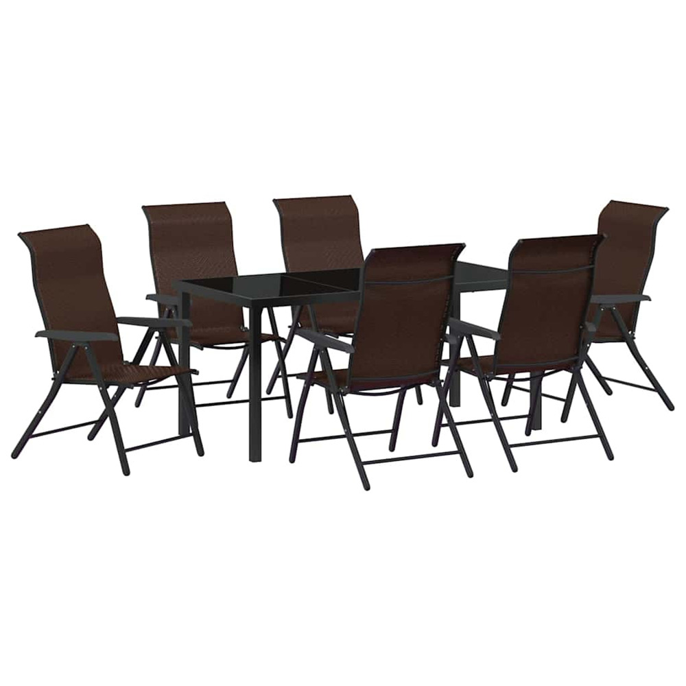 Ensemble de salle à manger pour jardin 7 pcs marron poly rotin