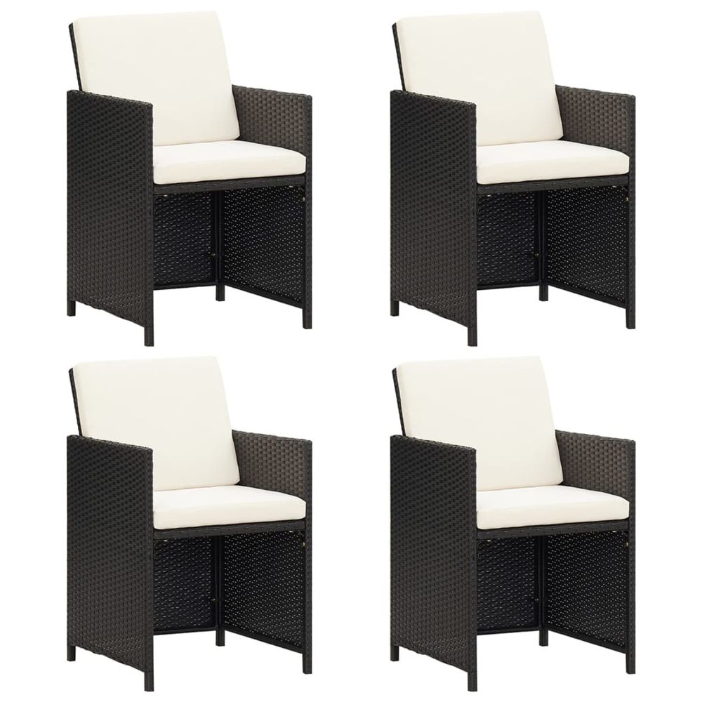 Chaises de jardin lot de 4 résine tressée noir