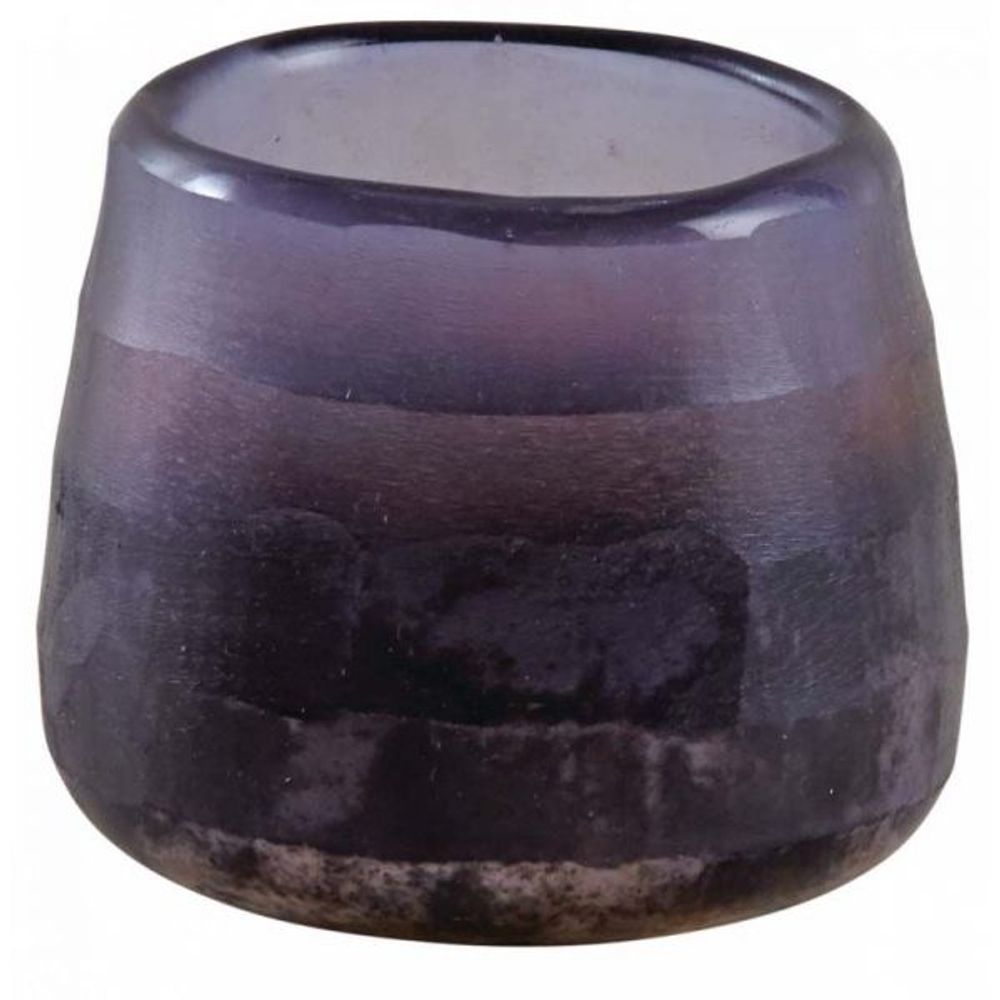 Photophore rond en verre teinté violet