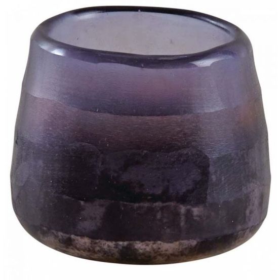 Photophore rond en verre teinté violet