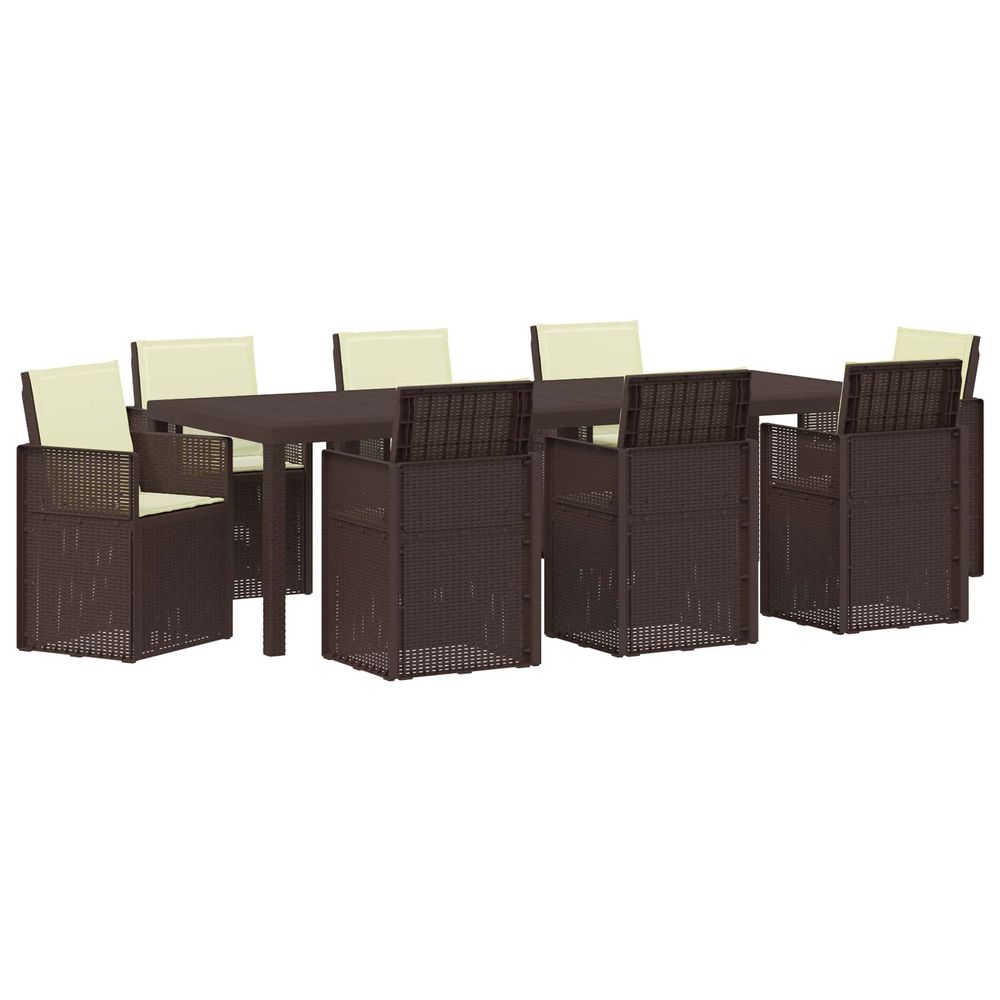 Ensemble de salle à manger pour jardin 9 pc marron et crème pp