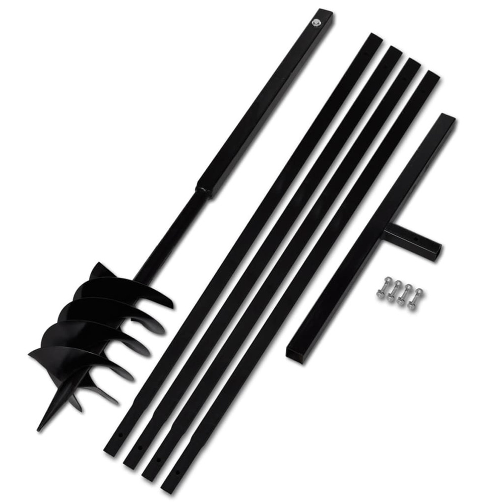 Tarière de sol avec manche 180 mm et tube d'extension 5 m acier