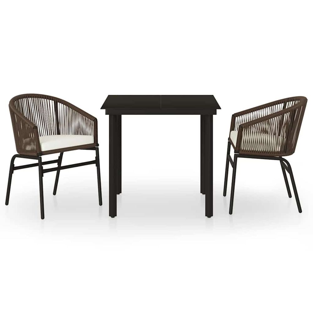 Ensemble à manger de jardin 3 pcs marron