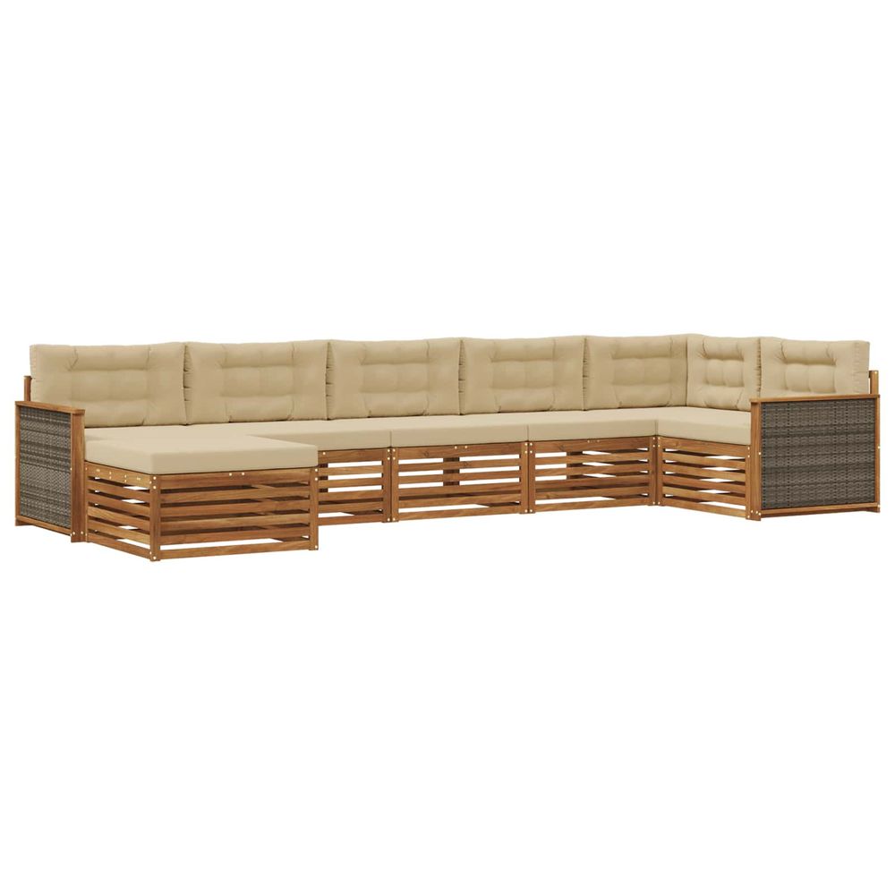 Ensemble de canapés d'extérieur 7 pc naturel et beige