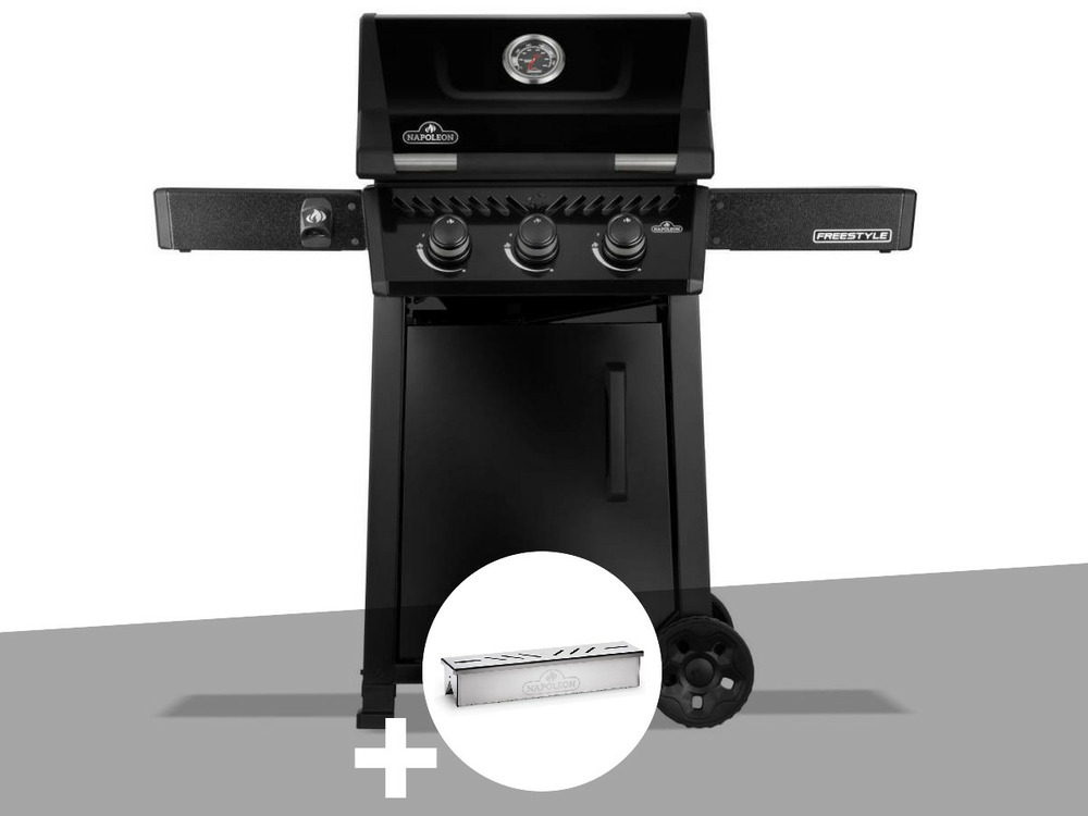Barbecue gaz freestyle 365 noir 3 brûleurs + boitier de fumage