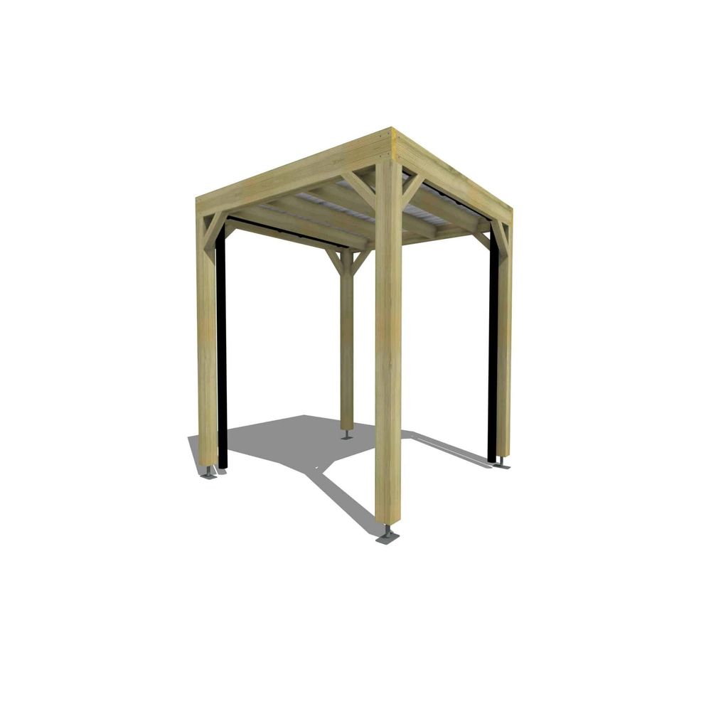 Carport bois • 2m x 2m • indépendante • sens largeur • livraison comprise