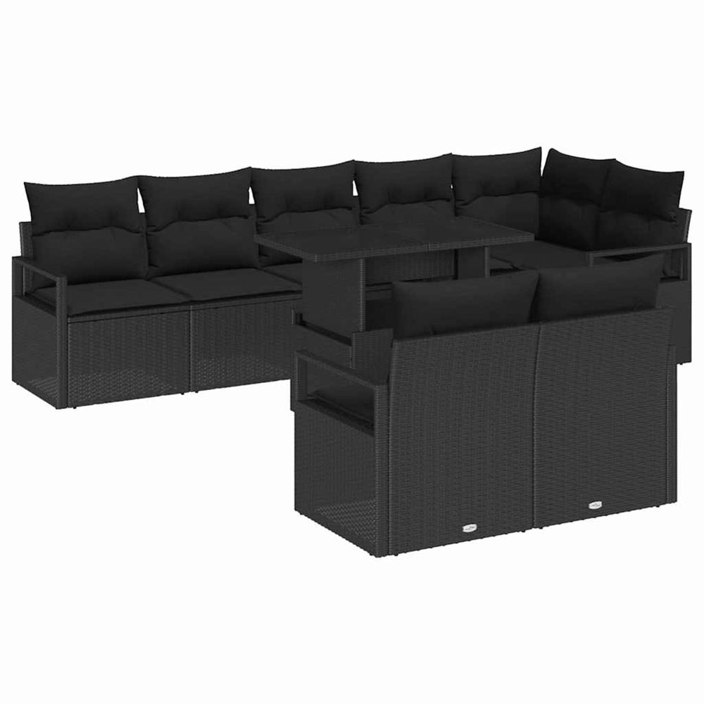 Ensemble de canapé de jardin 9 pc noir poly rotin