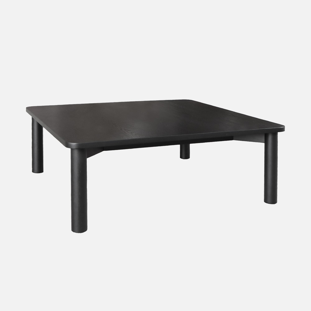 Table basse carrée bois d'hévéa placage chêne - 100 x 100 x 35 cm - solène
