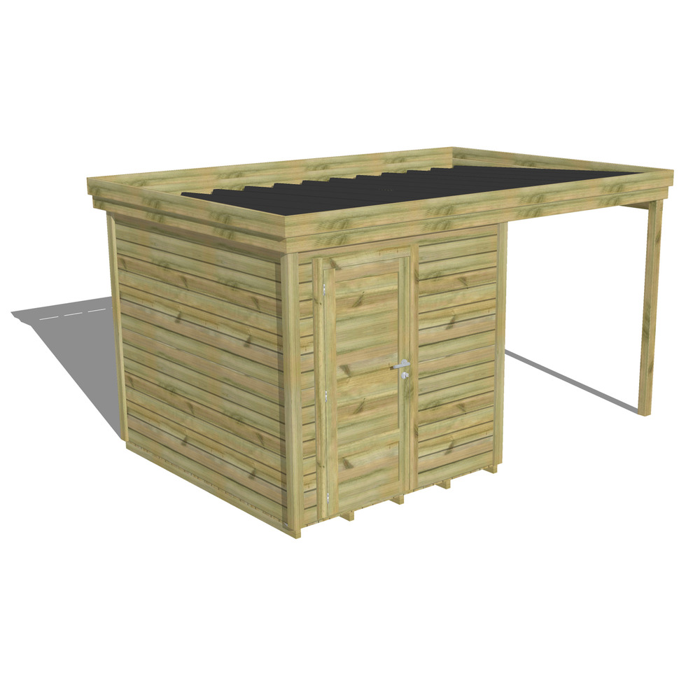 Abri de jardin bois pin traité autoclave 27mm - 4,14x2,64m / 11m2 - bac acier - plancher bois