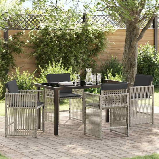 Ensemble de salle à manger pour jardin 5 pcs gris clair