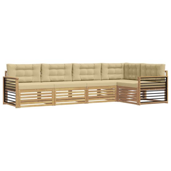 Ensemble de canapés d'extérieur 6 pc blanc et beige polyester