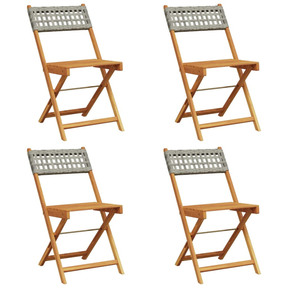 Chaises de jardin pliantes lot de 4 gris poly rotin bois massif