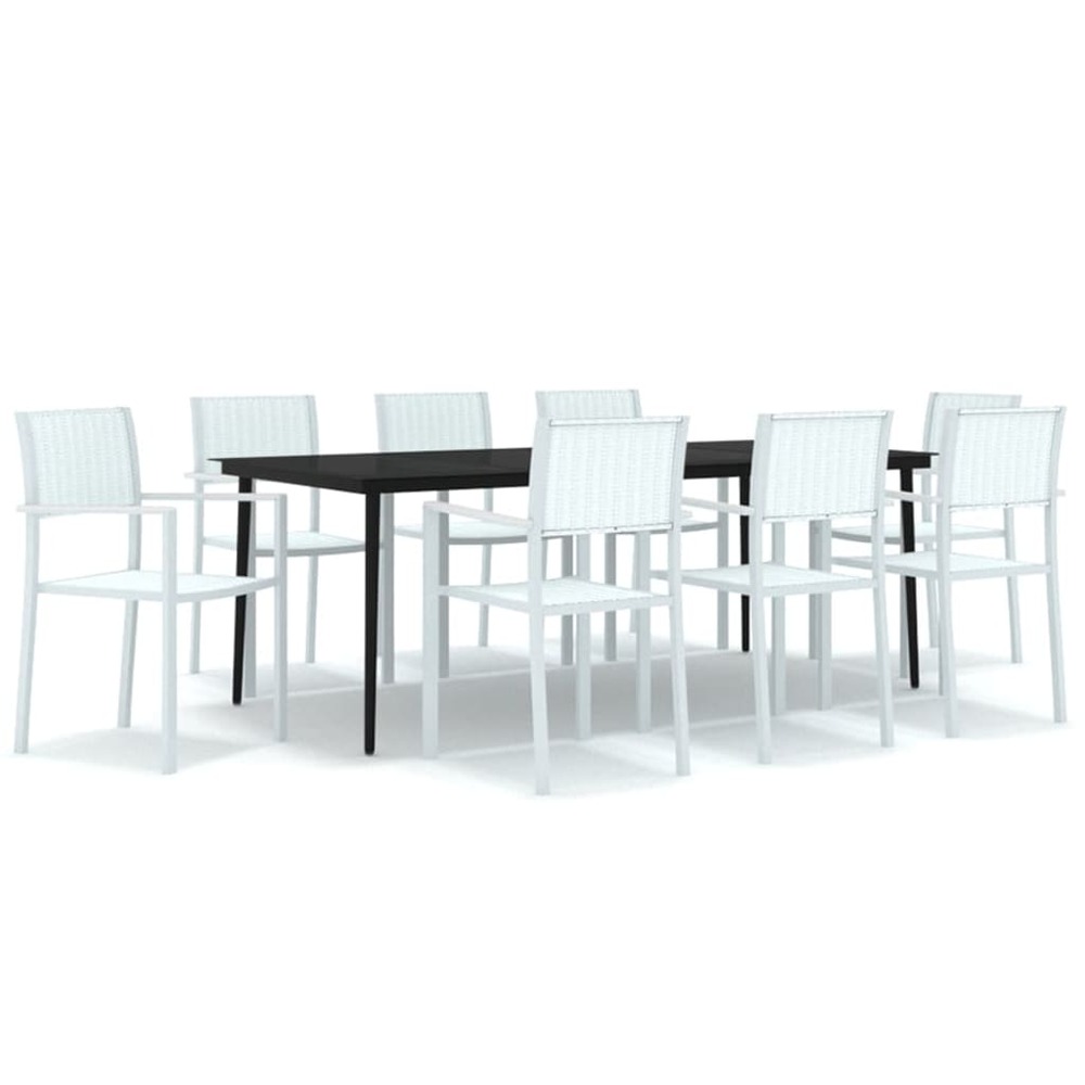 Ensemble de salle à manger de jardin meuble extérieur 9 pièces blanc